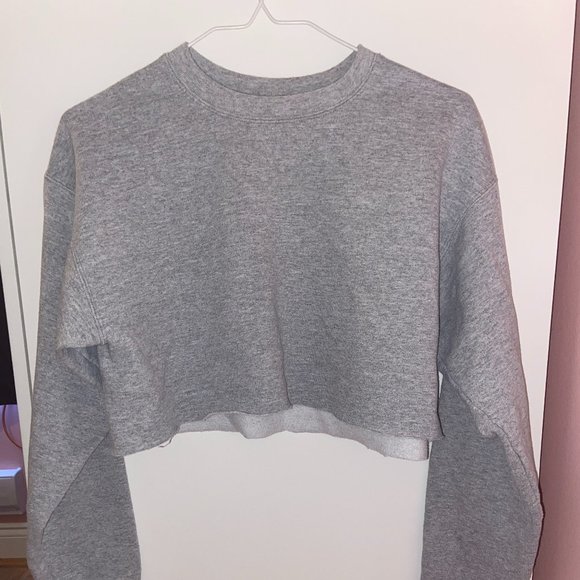 [2-Piece] Cropped Sweater + BABE Sweater || Grey - Picture 5 of 14